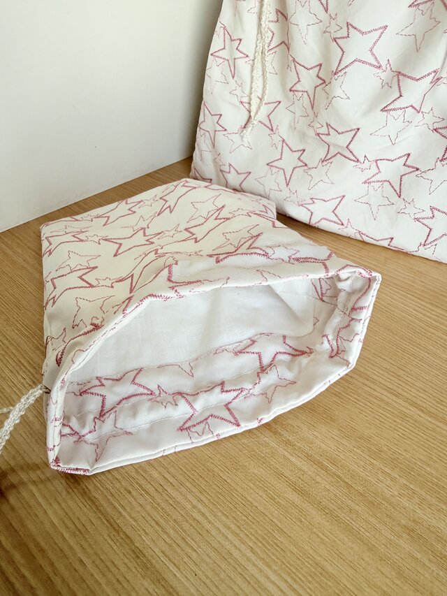 巾着2つ 巾着2つセット（星柄刺繍） | iichi 日々の暮らしを心地よくする