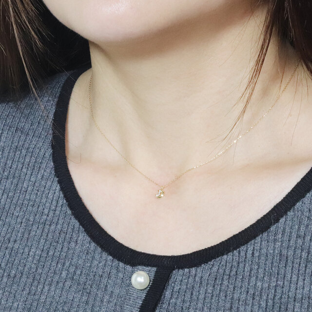 K18 0.02ct 三日月ダイヤモンドペンダント ネックレス 18金 星 月