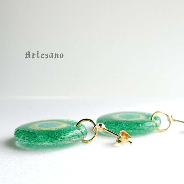 曼荼羅 ピアス ～Green×Yellow～ *Artesano* | iichi 日々の暮らしを