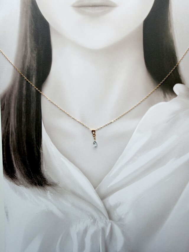3月誕生石】瑞々しく輝く。アクアマリンの一粒スキンネックレス（K14GF