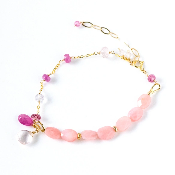 桜ミルク色のブーケ｜ピンクオパールの天然石ブレスレット14kgf
