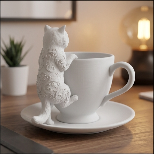 猫足＆ガラスのヴィクトリアン小物入れ 猫（ヒマラヤン）のアクセサリートレイ 小物入れ マットホワイト
