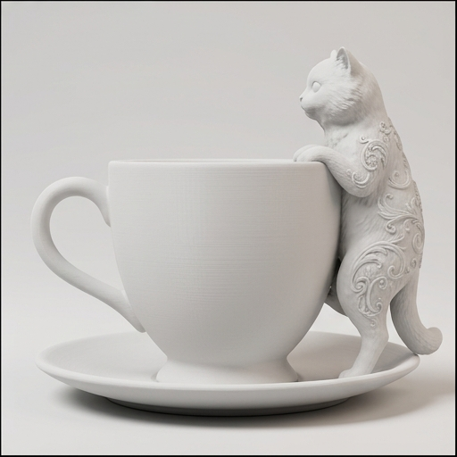 猫（ヒマラヤン）のアクセサリートレイ 小物入れ マットホワイト