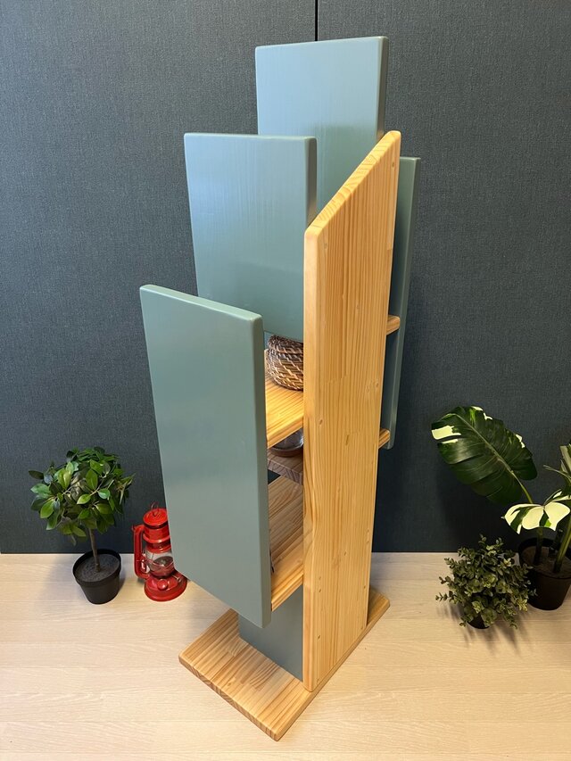 送料無料】 シェルフ カクタスツリー 125cm パイン ストーンブルー