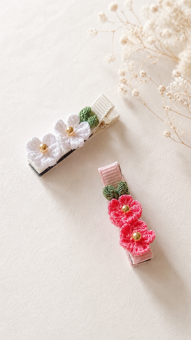 小さな笑顔を彩る｜つまみ細工 ベビークリップ 花 ベビー キッズ 髪