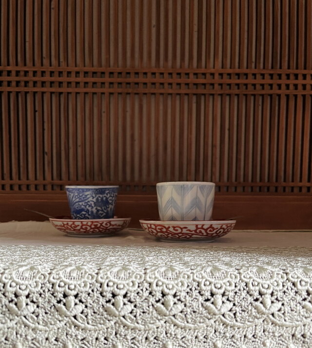 そば猪口 染付 印判鳳凰桐紋一客 染付矢羽根紋一客 yk317 | iichi 日々