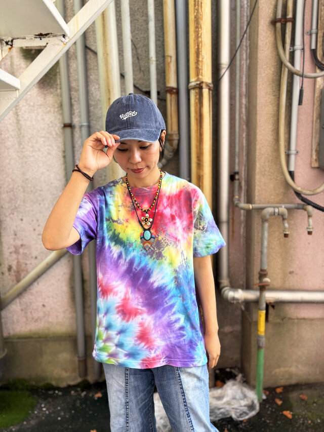 カラフルタイダイ タイダイ Tシャツ Mサイズ 曼荼羅 カラフル ムラ染め Hippies Dye HD26
