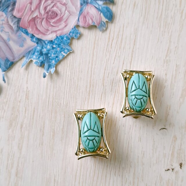 Judy Lee》egyptian faux turquoise scarab ジュディ・リー