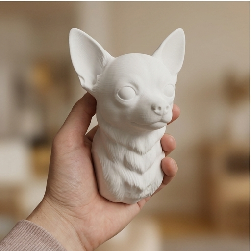 犬（チワワ）の壁掛けレリーフ 3Dプリント 白PLA インテリア | iichi