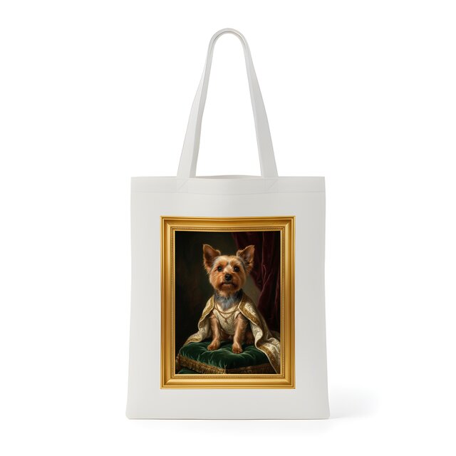 犬（ヨークシャーテリア）トートバッグ ルネサンス風カラーアート 金縁