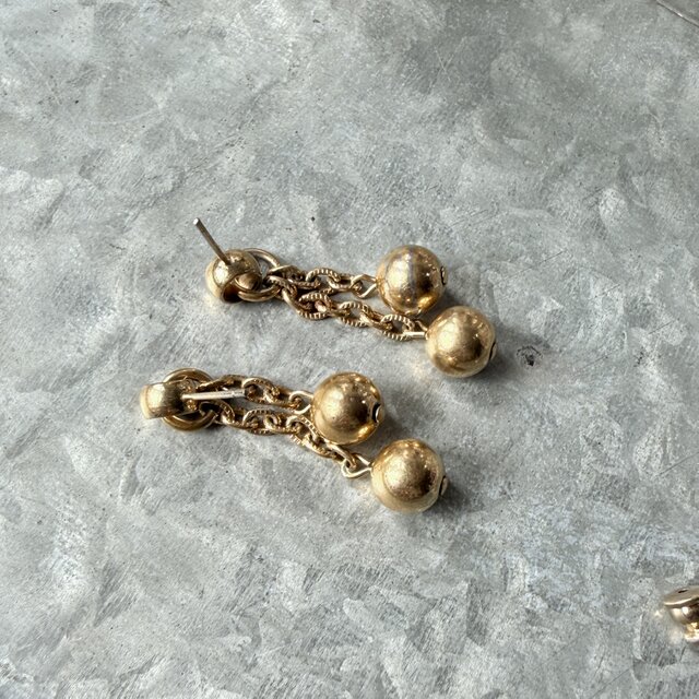 P817-ヴィンテージピアス U.S.A. 1970-80's Gold-Tone Double Chain