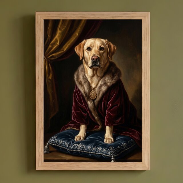 犬（ラブラドールレトリバー）のルネサンス風肖像画 A4額装インテリア