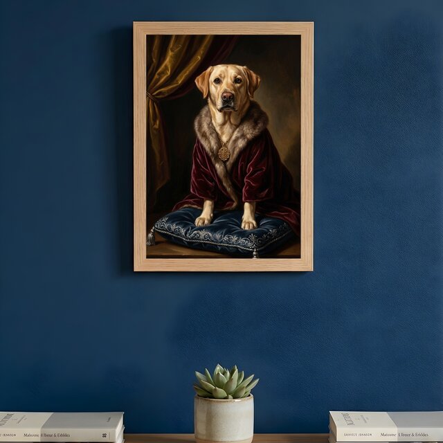 犬（ラブラドールレトリバー）のルネサンス風肖像画 A4額装インテリア
