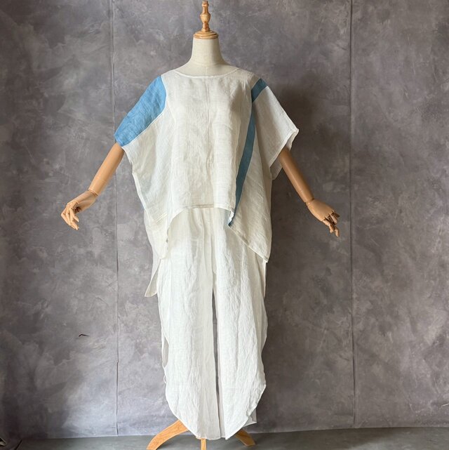 麻着物をリメイク ブラウス kato0021 / 古布 着物 着物リメイク kimono 