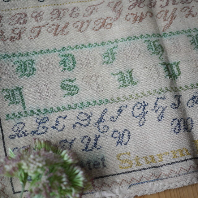アンティーク サンプラー刺繍 クロスステッチ 1859年 ドイツ | iichi