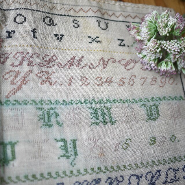 アンティーク サンプラー刺繍 クロスステッチ 1859年 ドイツ | iichi