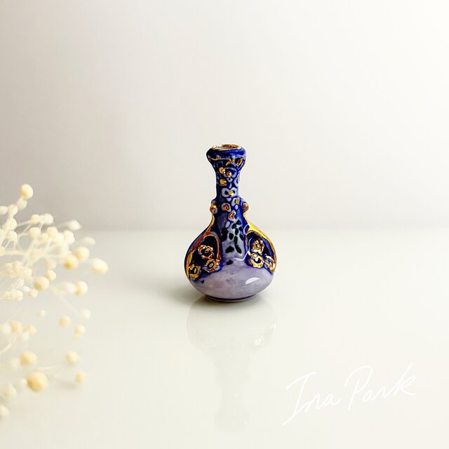 リュネヴィル陶磁器 藤の花の花瓶のフェーブ フェーヴ フランス製