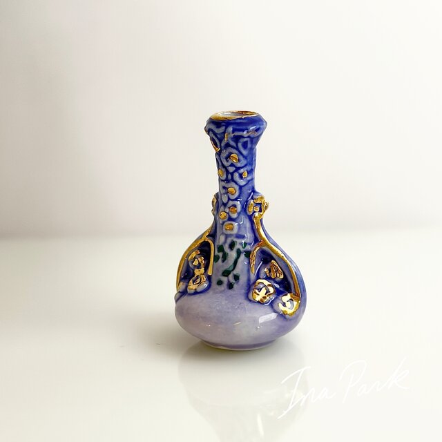 リュネヴィル陶磁器 藤の花の花瓶のフェーブ フェーヴ フランス製