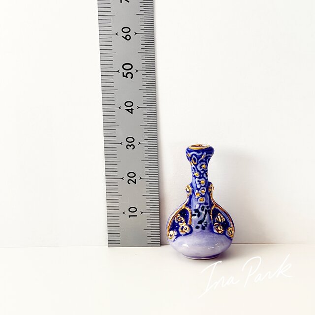 リュネヴィル陶磁器 藤の花の花瓶のフェーブ フェーヴ フランス製