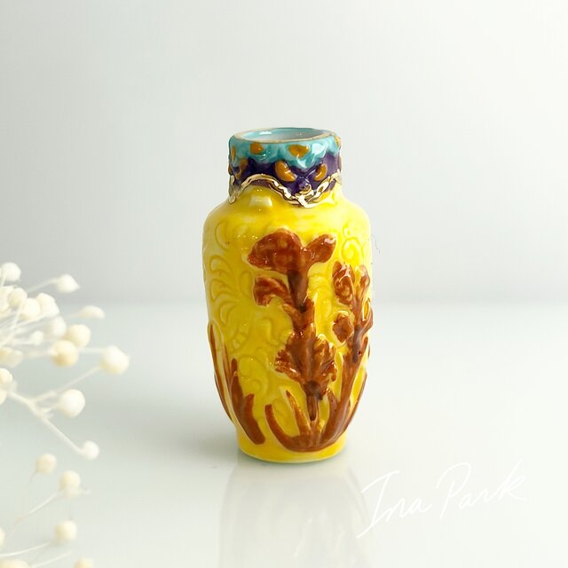 リュネヴィル陶磁器 アイリスの花瓶のフェーブ フェーヴ フランス製
