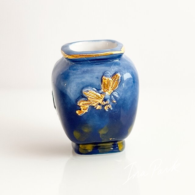 フランス　リュネヴィル　花瓶 リュネヴィル陶磁器 花と虫の装飾花瓶のフェーブ フェーヴ フランス製