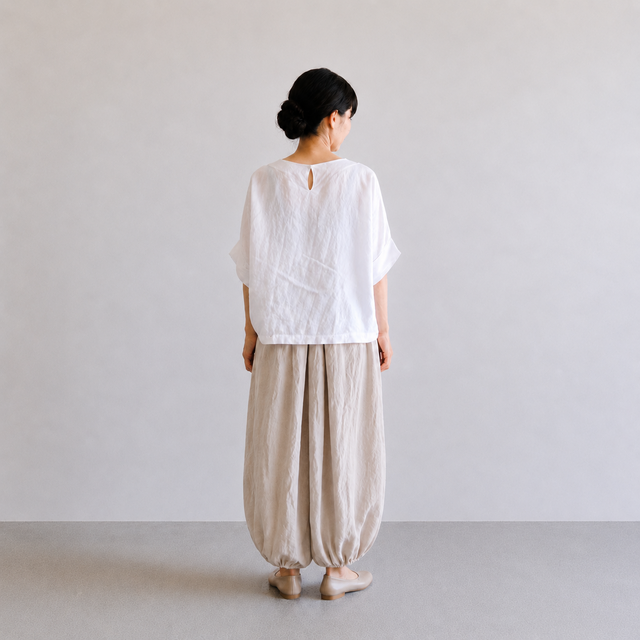 パウパンツ フリーサイズ ハンドメイド 5点 海辺歩きのリネンパンツ 生成り フリーサイズ | iichi 日々の暮らしを