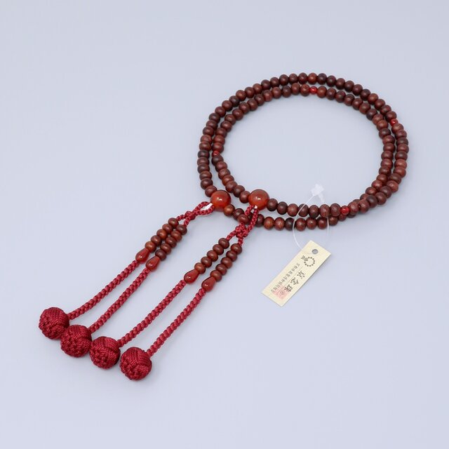 素引き縞紫檀 瑪瑙仕立 華梵天 真言宗数珠 女性用 念珠 京都 JUA169