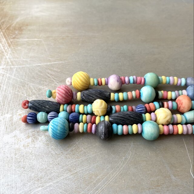 Vintage 70s-80s USA retro multicolor beads tassel necklace | iichi