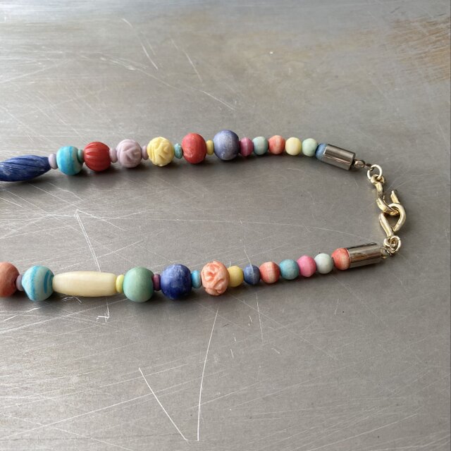 Vintage 70s-80s USA retro multicolor beads tassel necklace | iichi