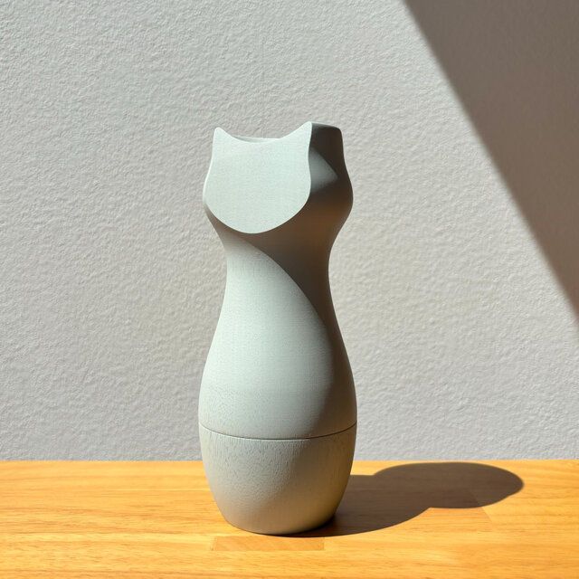 たましいのうつわ「TaMaKi」│猫の分骨用骨壺・お位牌（グレー