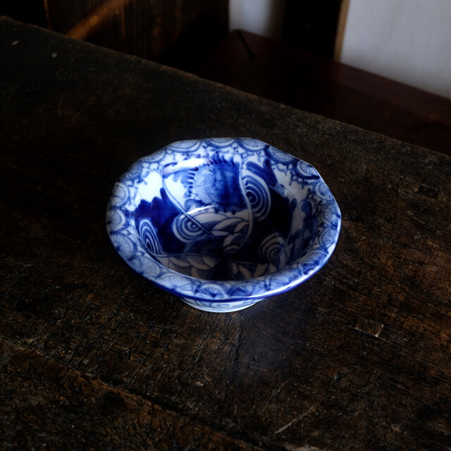 伊万里 捻れ紋染付鉢 捻れ文様と青海波 花 骨董/antiques 龍 アート JP