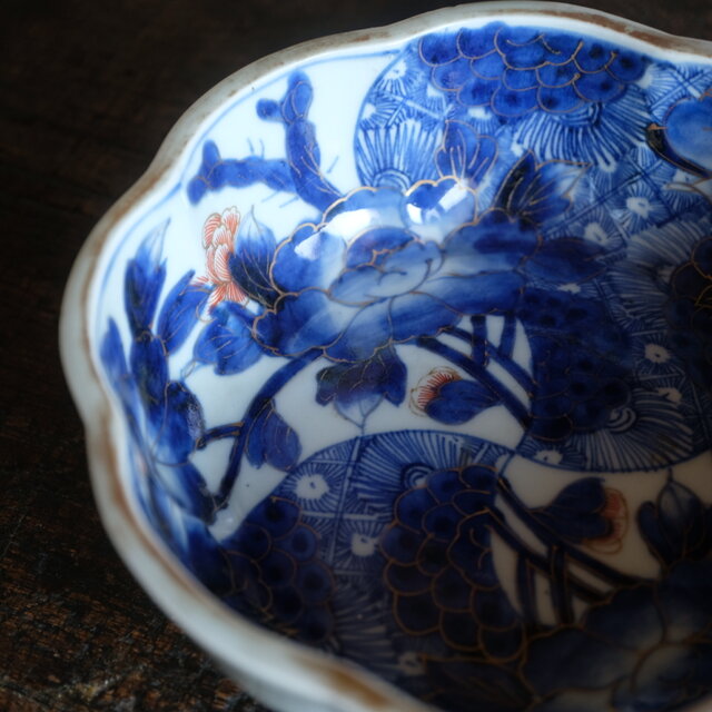 伊万里 芍薬文錦手金彩大鉢 骨董・antiques アンティーク和食器 古美術