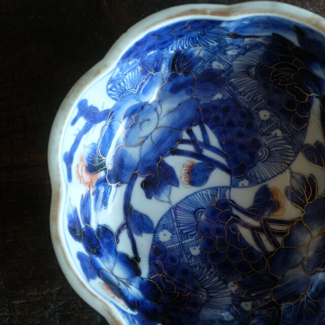 伊万里 芍薬文錦手金彩大鉢 骨董・antiques アンティーク和食器 古美術