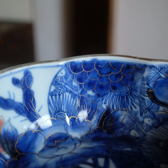 伊万里 芍薬文錦手金彩大鉢 骨董・antiques アンティーク和食器 古美術