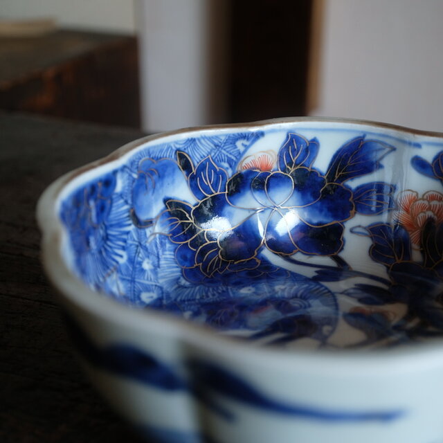 伊万里 芍薬文錦手金彩大鉢 骨董・antiques アンティーク和食器 古美術