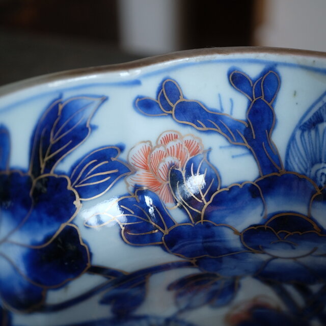 伊万里 芍薬文錦手金彩大鉢 骨董・antiques アンティーク和食器 古美術
