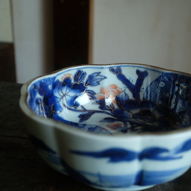 伊万里 芍薬文錦手金彩大鉢 骨董・antiques アンティーク和食器 古美術