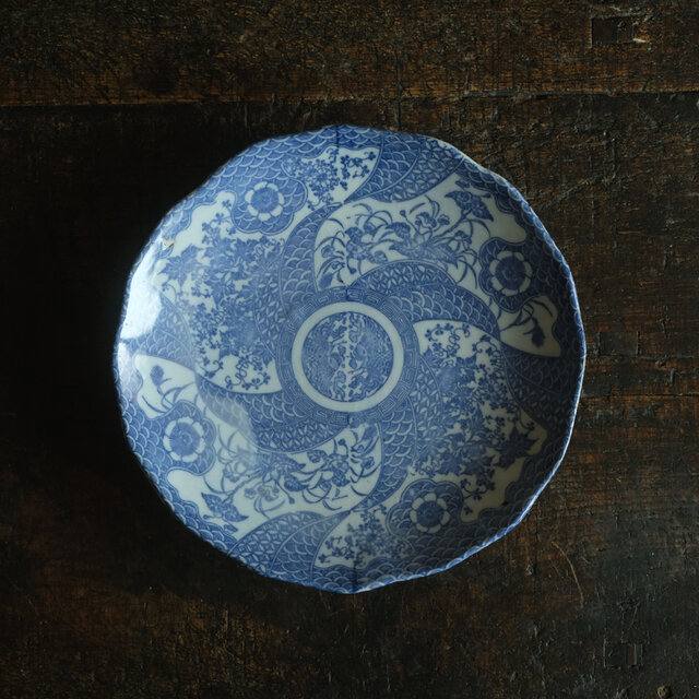時代物 印判七寸中皿 骨董/antiques 器 草花 鳳凰 青海波 | iichi 日々