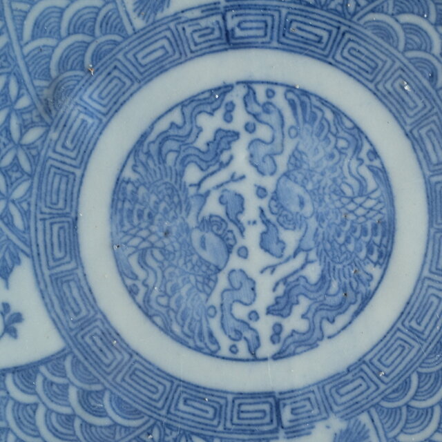 時代物 印判七寸中皿 骨董/antiques 器 草花 鳳凰 青海波 | iichi 日々