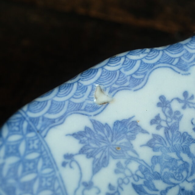 時代物 印判七寸中皿 骨董/antiques 器 草花 鳳凰 青海波 | iichi 日々