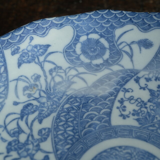 時代物 印判七寸中皿 骨董/antiques 器 草花 鳳凰 青海波 | iichi 日々