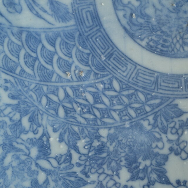 時代物 印判七寸中皿 骨董/antiques 器 草花 鳳凰 青海波 | iichi 日々