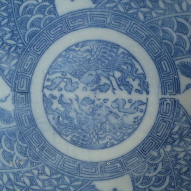 時代物 印判七寸中皿 骨董/antiques 器 草花 鳳凰 青海波 | iichi 日々