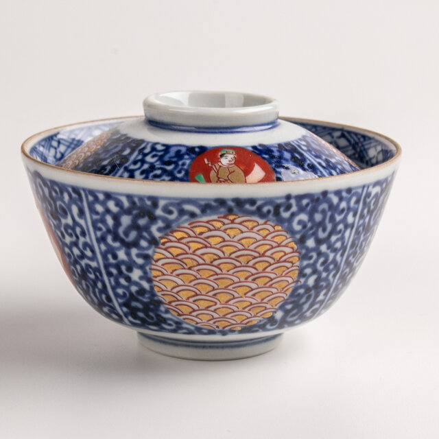 大聖寺伊万里 金襴手 蛸唐草人物文蓋茶碗 明治時代 D515 | iichi 日々