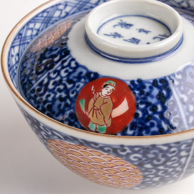 大聖寺伊万里 金襴手 蛸唐草人物文蓋茶碗 明治時代 D515 | iichi 日々