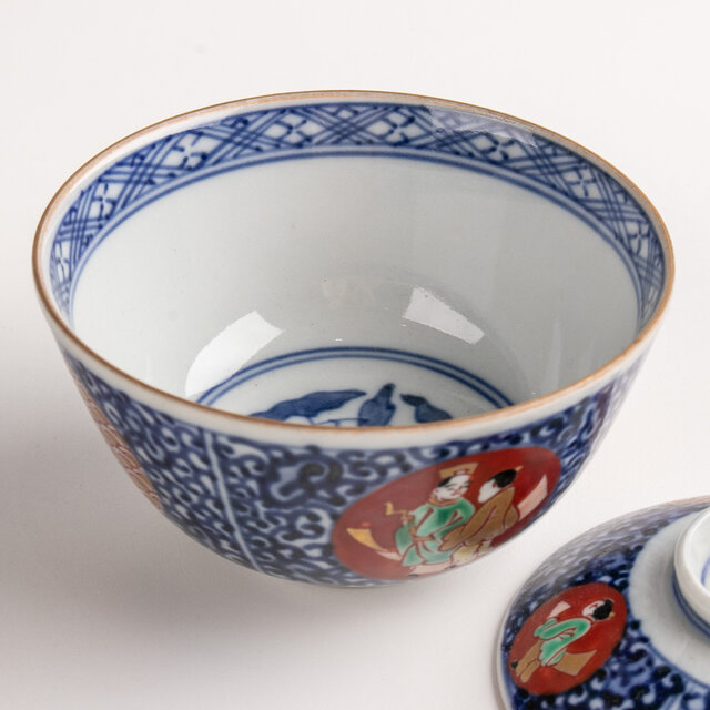大聖寺伊万里 金襴手 蛸唐草人物文蓋茶碗 明治時代 D515 | iichi 日々