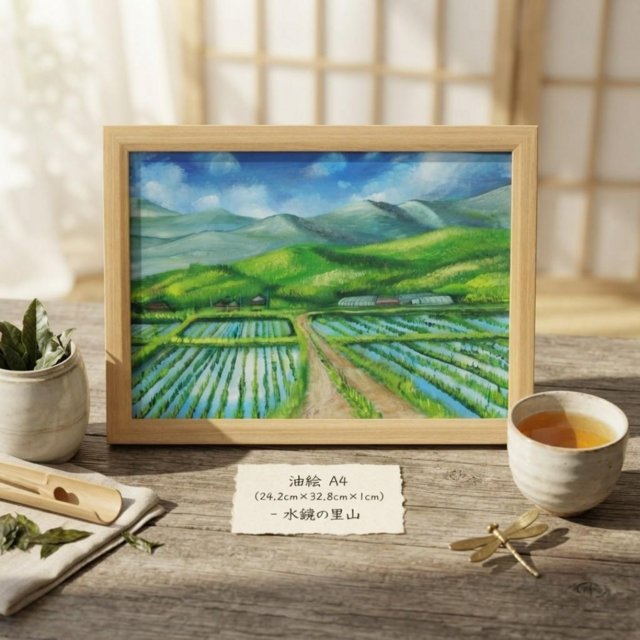 油彩額装原画 「郷愁の水鏡」 | iichi 日々の暮らしを心地よくする