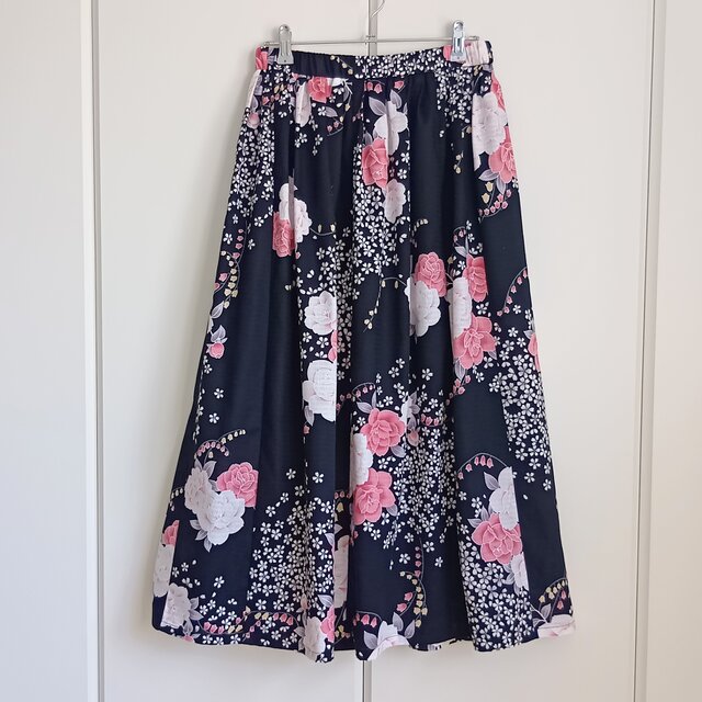 浴衣リメイク ロングスカート バラと桜 | iichi 日々の暮らしを