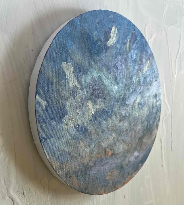 原画・油彩 『 朝空 20260709』絵画・ 直径25cm・アート・丸形