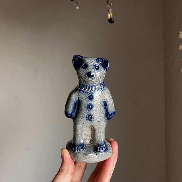 ✨美✨❤️激レアなカラフルアンティークベア❤️赤　水色　白　ビンテージテディベア アメリカ 陶器のテディベア ボーモント作 ピエロくんB ヴィンテージ